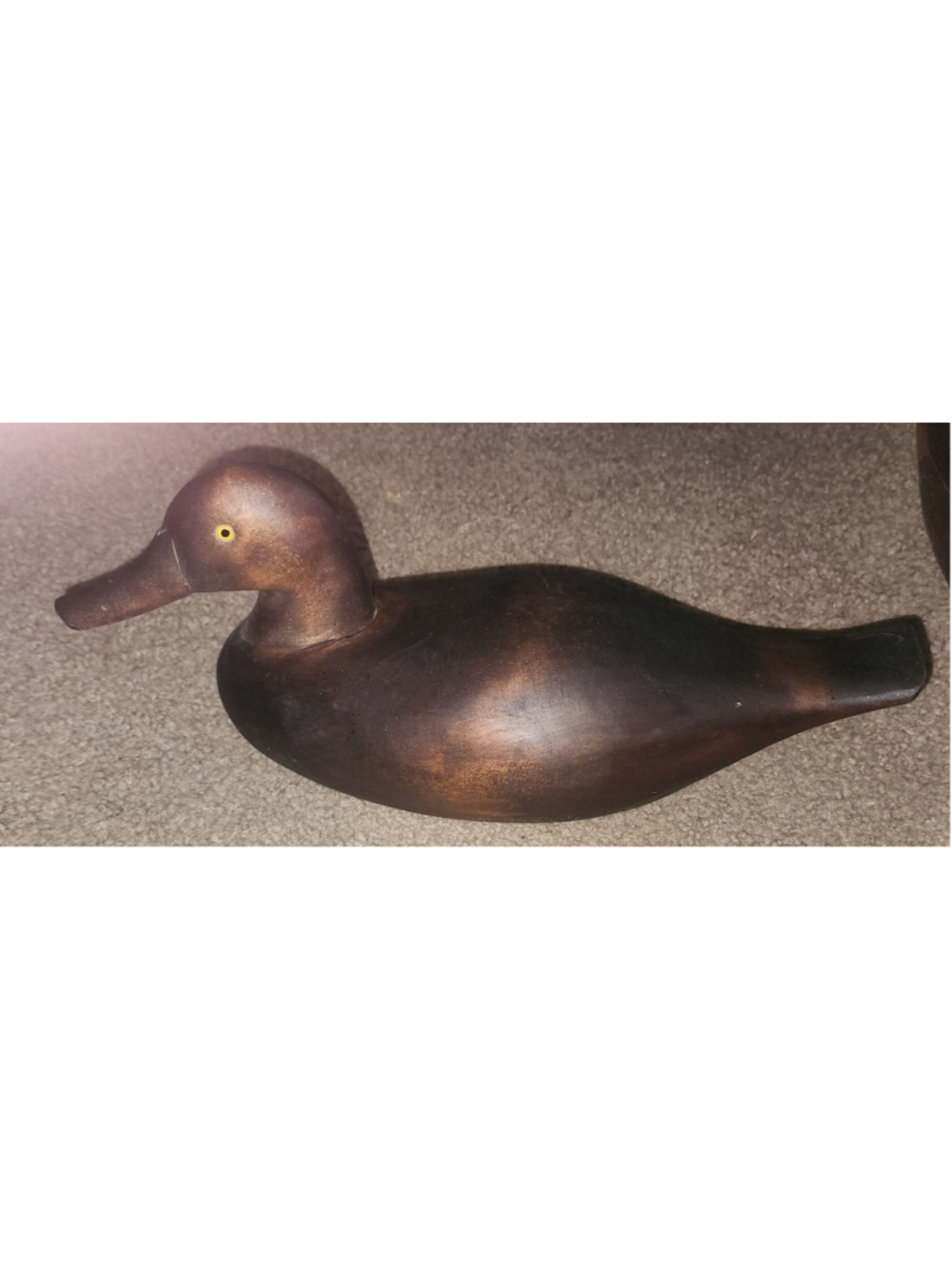 Hand Carved Wood Duck Decoy Glass Eyes Folk Art Rustic Home Decor